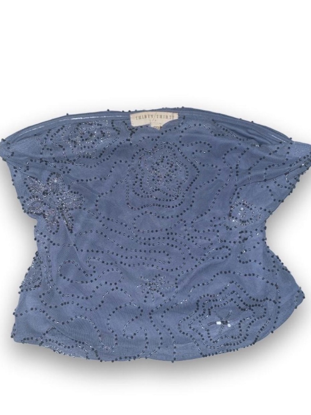 Embellished Blue Sequin Crop Top